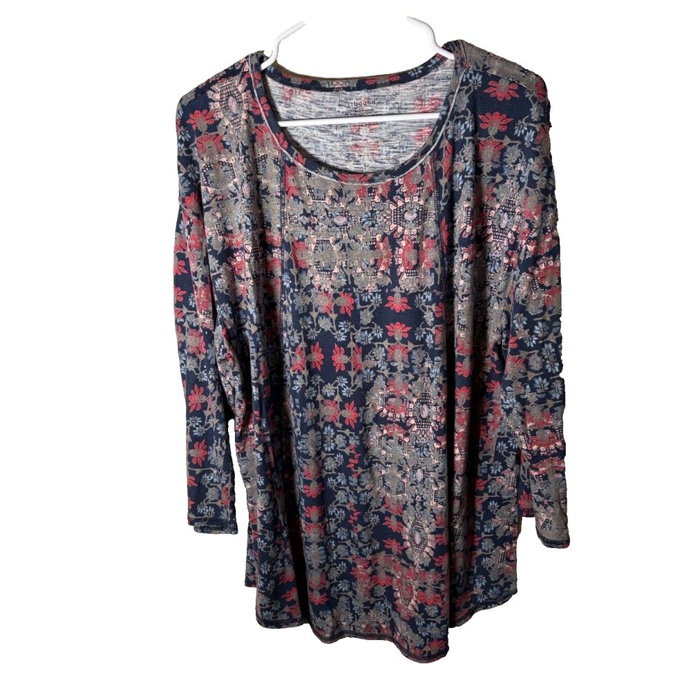 Westbound T-Shirt Women's XL Round Neck Printed 3/4 Sleeve Casual Top Shirt